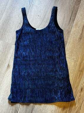 Lovers + Friends Blue Metallic Shimmer Tank Top mini dress Size XS